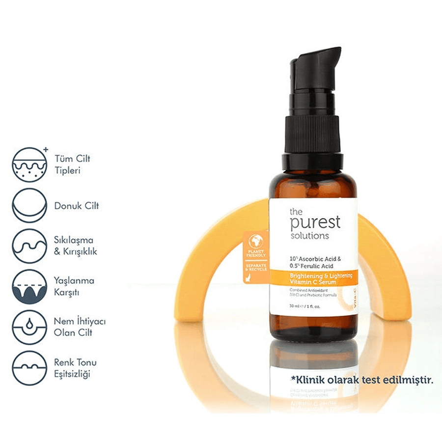 The Purest Solutions Brightening + Lightening Vitamin C Serum 30ml-C Vitamini Yüz Serumu