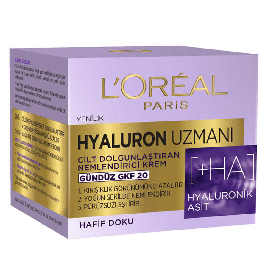 Loreal Paris Hyaluron Uzmanı Cilt Dolgunlaştıran Nemlendirici Krem GKF 20 50ml