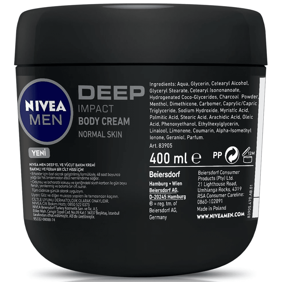 Nivea Men Deep El ve Vücut Bakım Kremi 400ml-Nemlendirici