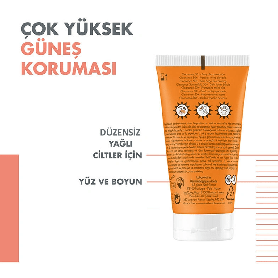 Avene Solaire Cleanance SPF 50+ Yağlı Ciltler için Güneş Koruyucu 50ml