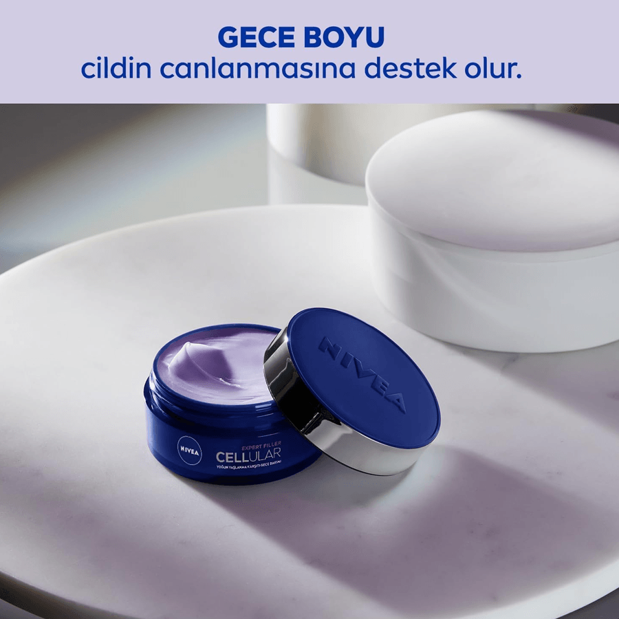 Nivea Cellular Expert Filler Yoğun Yaşlanma Karşıtı Gece Yüz Bakım Kremi 50ml