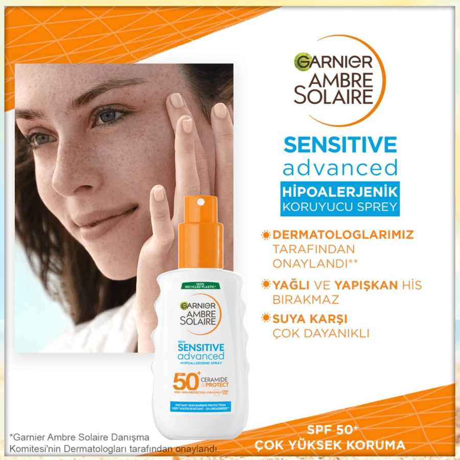 Garnier Ambre Solaire Sensitive Advanced Spf 50 Creamide Sprey 150ml