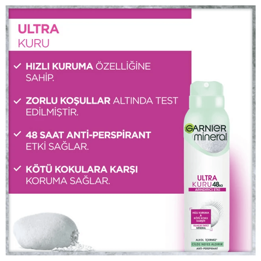 Garnier Ultra Kuru Deodorant Sprey 150ml-48 Saat Koruma