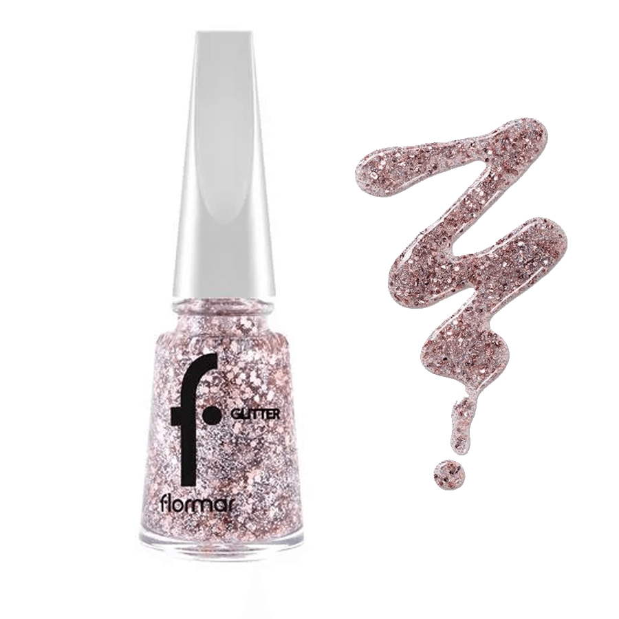 Flormar Glitter Nail Enamel Yarı Transparan & Parlak Bitişli Simli Oje 11ml