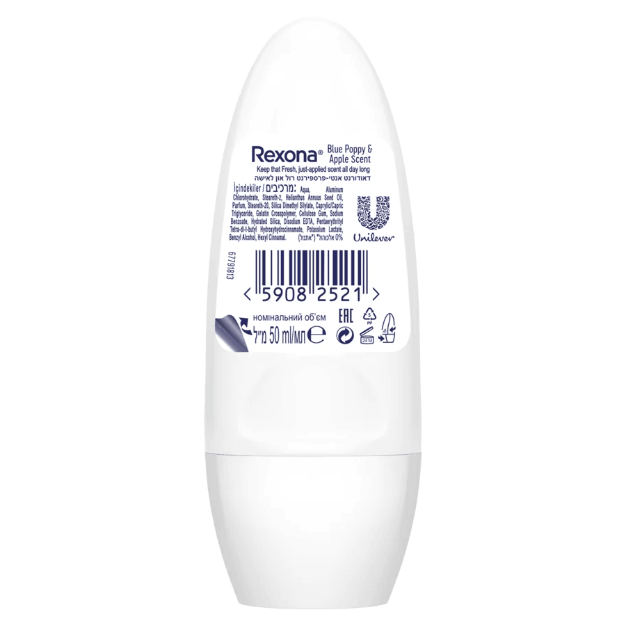 Rexona Elma & Mavi Gelincik Antiperspirant Kadın Roll On Deodorant 50ml-48 Saat Koruma