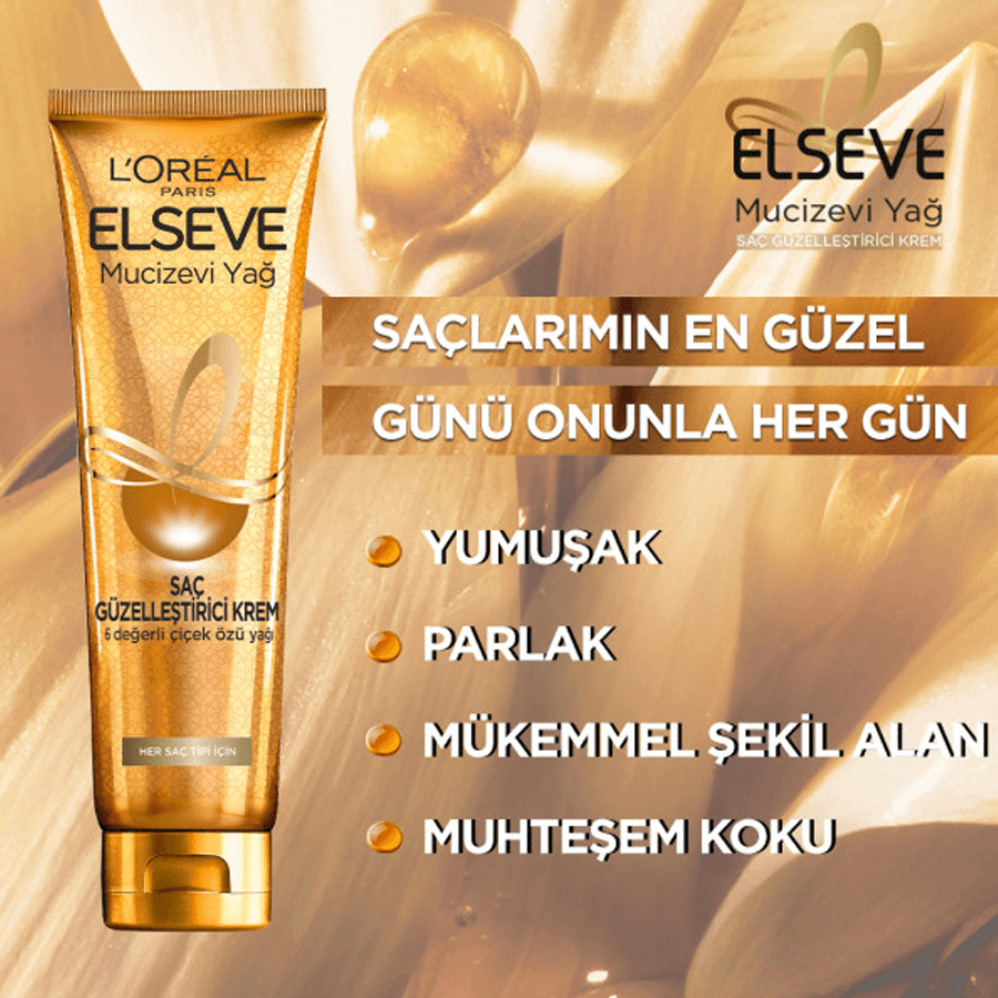 Loreal Paris Elseve Mucizevi Yağ Saç Güzelleştirici Krem 150ml-Kuru ve Sert Saçlar