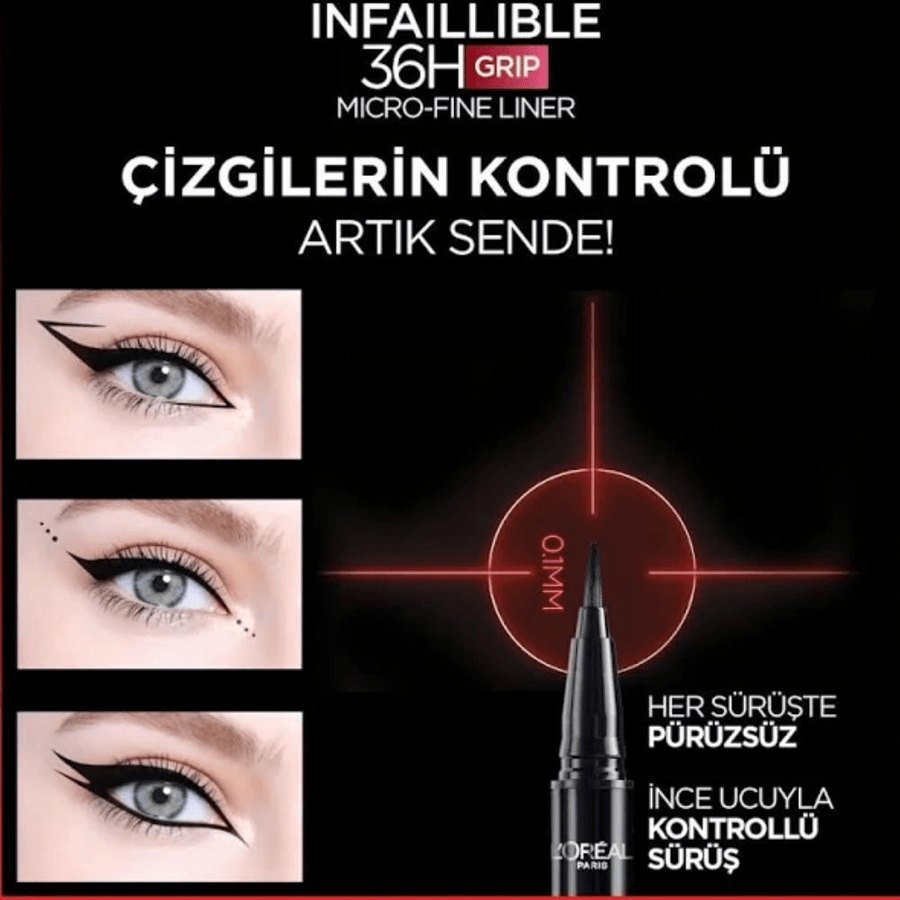 Loreal Paris Infaillible 36H Grip Micro Fine Eyeliner-01 Obsidian Siyah