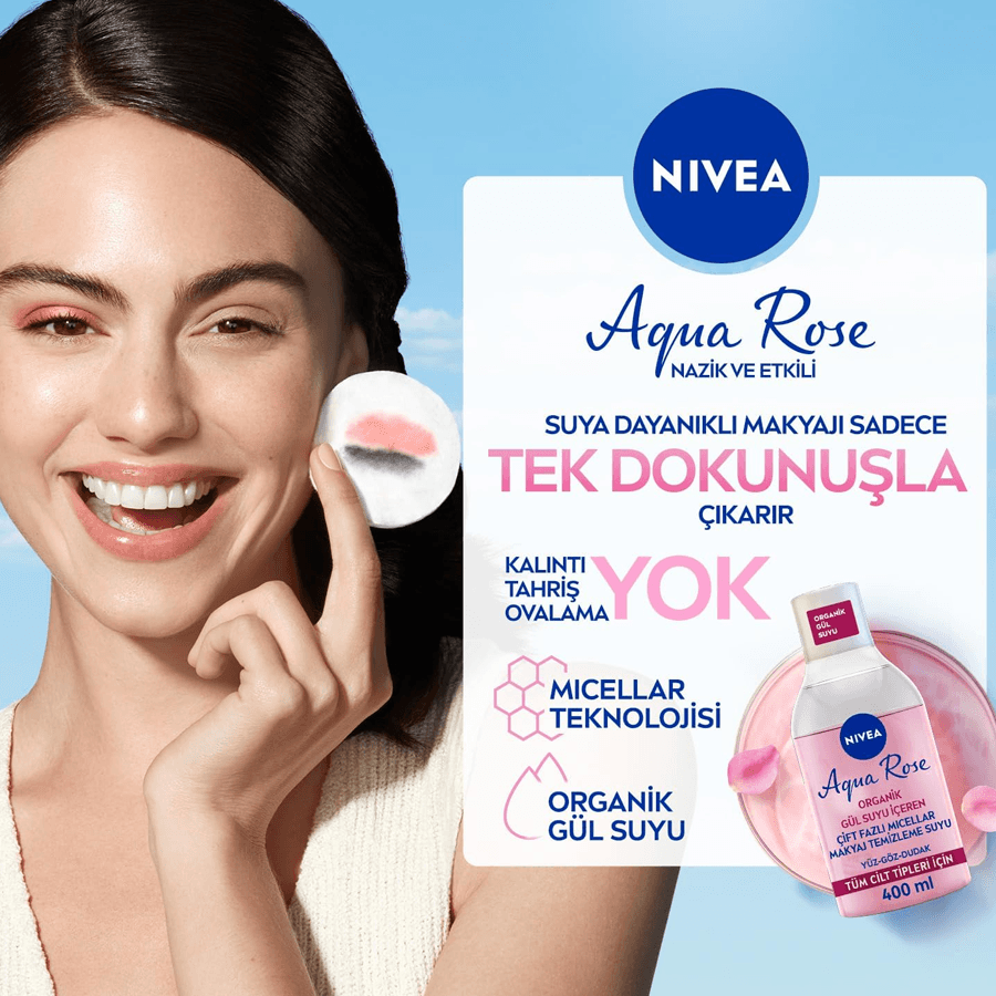 Nivea Aqua Rose Çift Fazlı Micellar Makyaj Temizleme Suyu 400ml