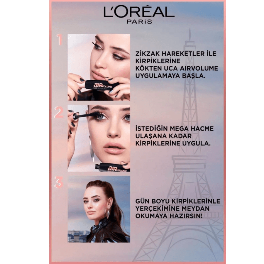 Loreal Paris Air Volume Ekstra Siyah Maskara 9,4ml-Mega Siyah