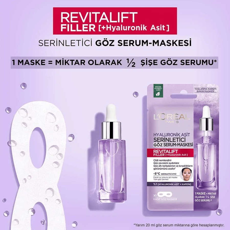 Loreal Paris Revitalift Filler Hyaluronik Asit Serinletici Göz Serum-Maskesi 11gr