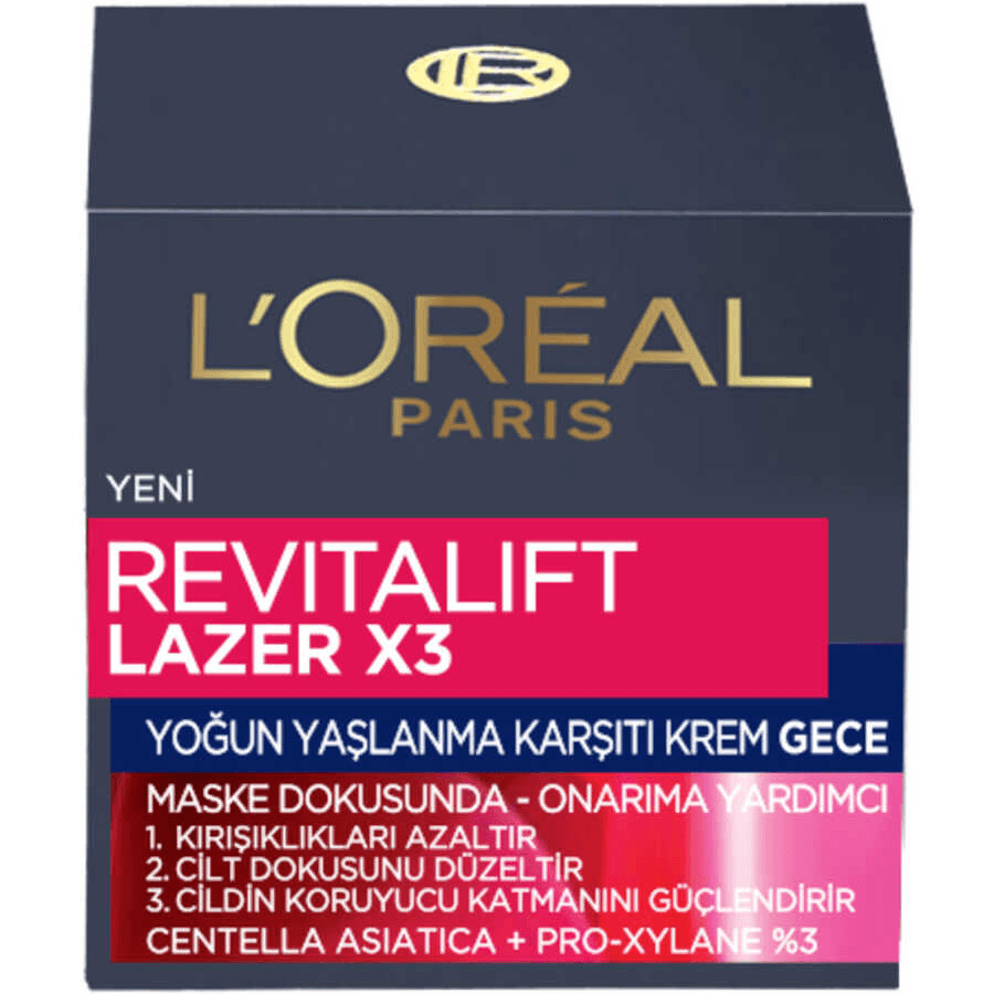 Loreal Paris Revitalift Lazer x3 Yoğun Yaşlanma Karşıtı Gece Bakım Kremi 50ml