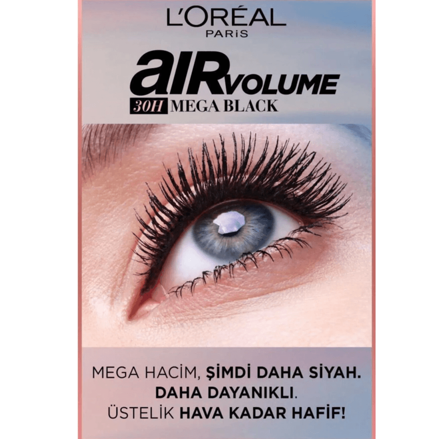 Loreal Paris Air Volume Ekstra Siyah Maskara 9,4ml-Mega Siyah