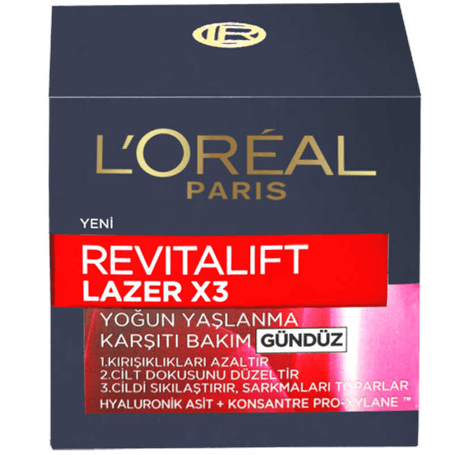 Loreal Paris Revitalift Lazer x3 Yoğun Yaşlanma Karşıtı Gündüz Bakım Kremi 50ml