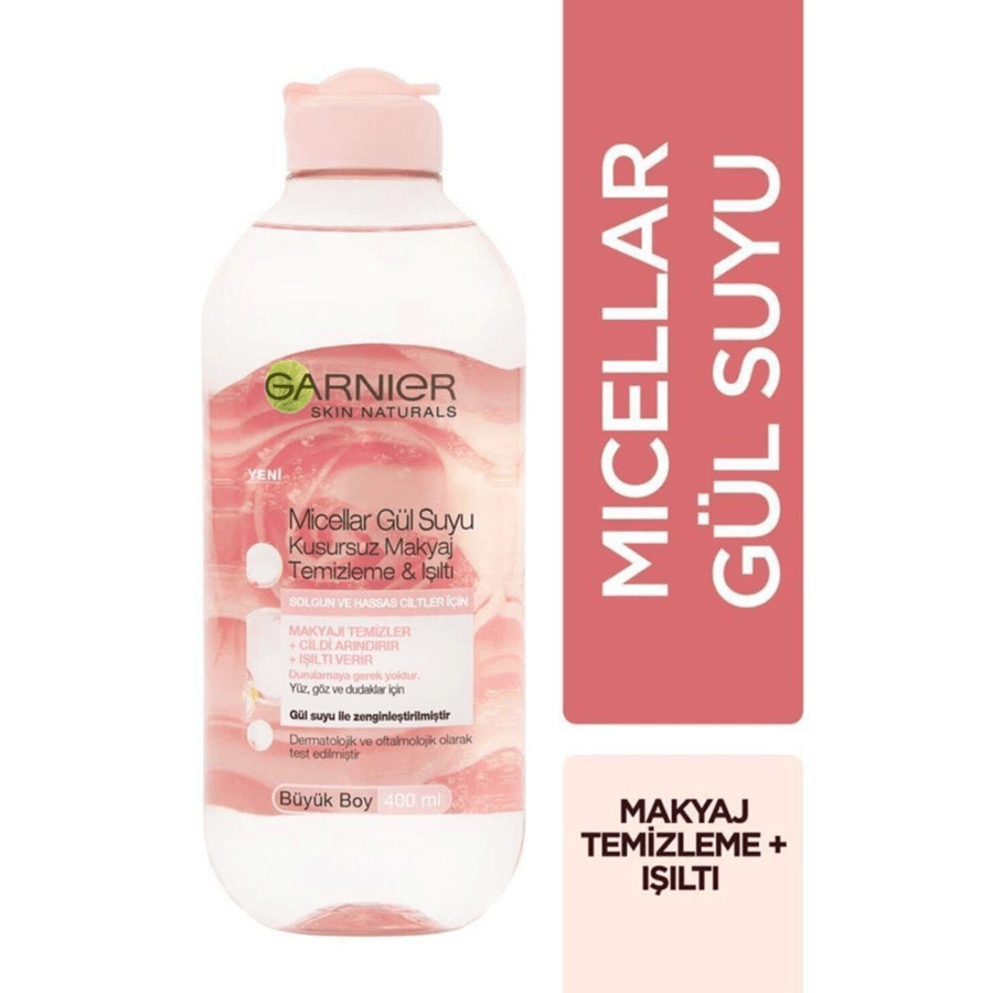 Garnier Micellar Gül Suyu Makyaj Temizleme Suyu 400ml-Yüz,Göz ve Dudak İçin