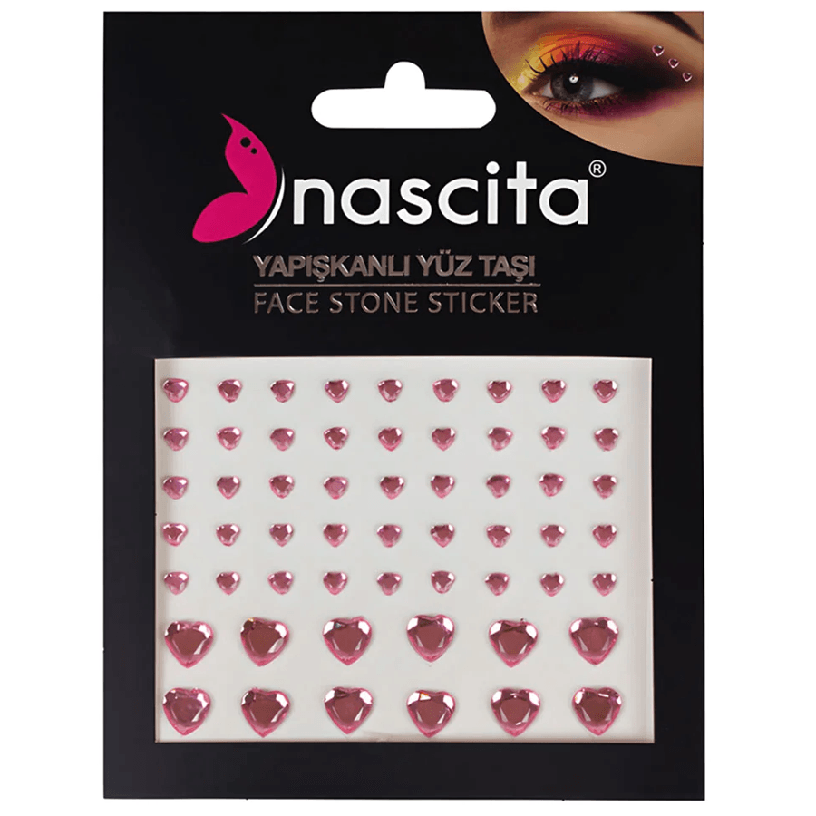 Nascita Yapışkanlı Yüz Taşı Face Stone Sticker Pembe Kalp