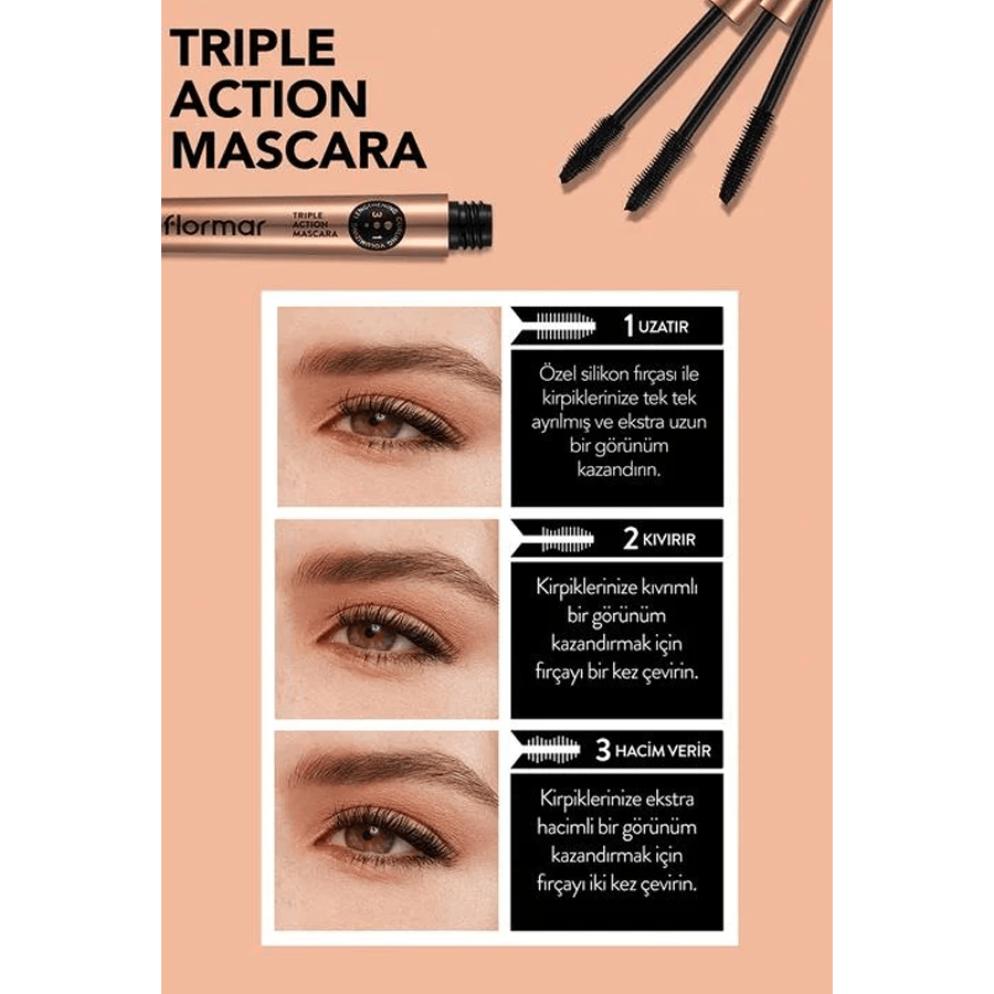 Flormar Triple Action Mascara 8ml-3 Etkili Maskara