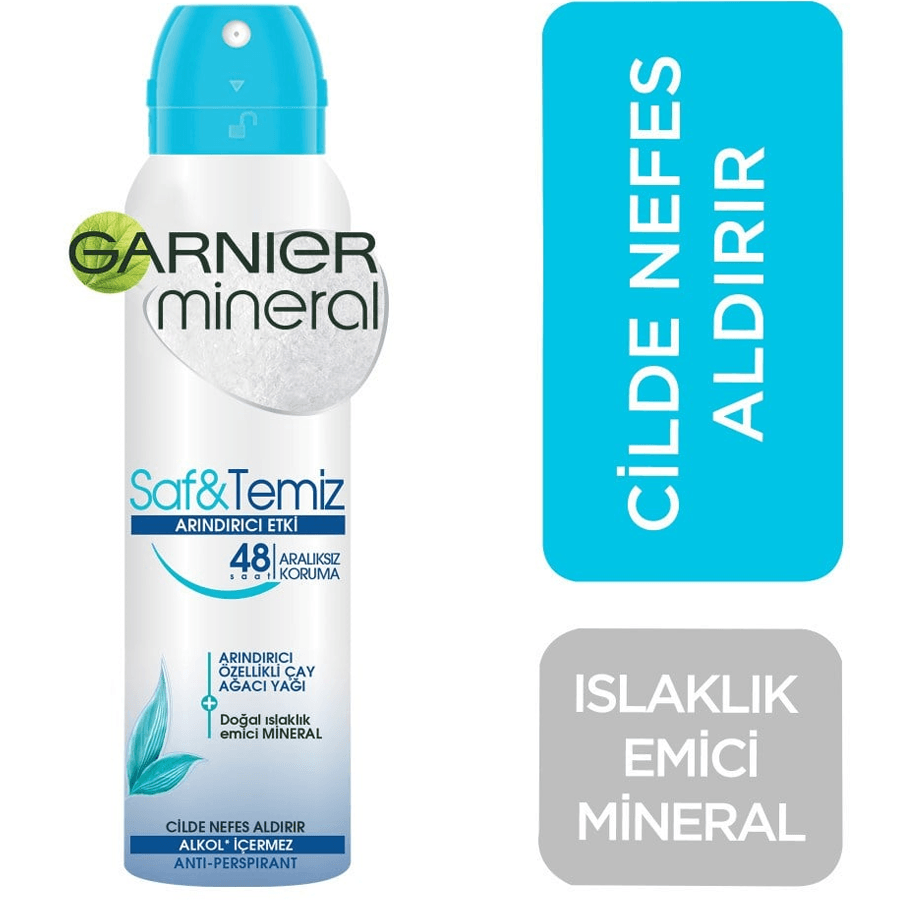 Garnier Mineral Saf & Temiz Deodorant Sprey 150ml-Terleme Karşıtı