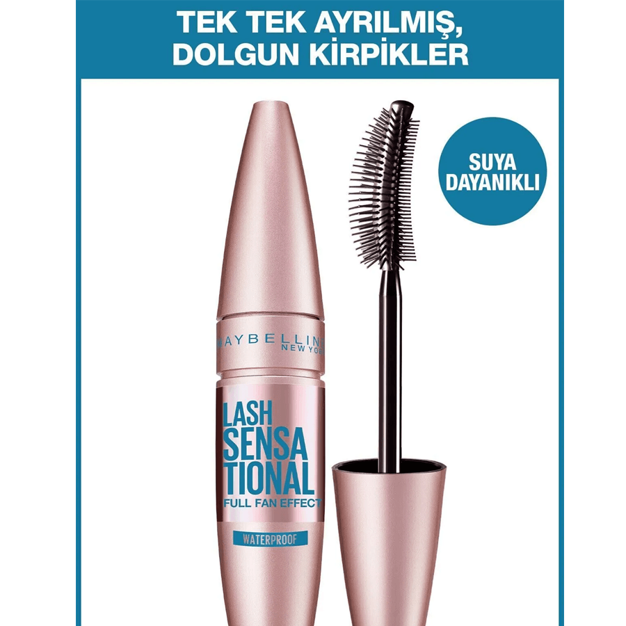 Maybelline Lash Sensational Waterproof Mascara Black 9.4ml-SuyaDayanıklı