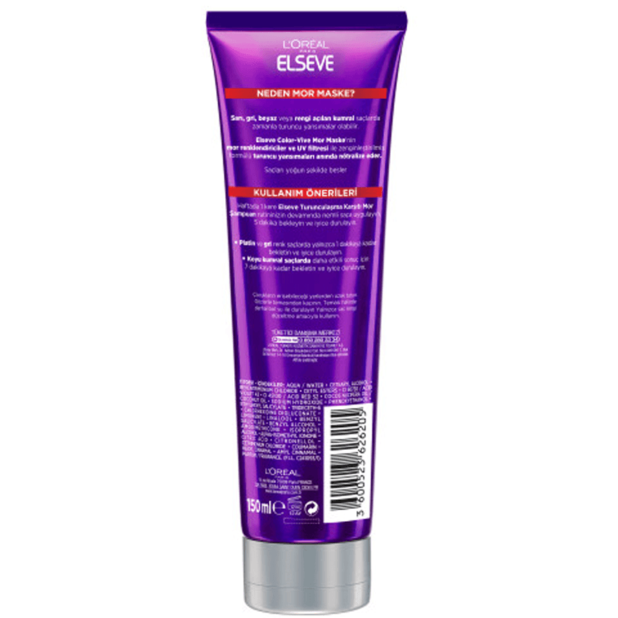 Loreal Paris Elseve Color Vive Mor Maske 150ml-Turunculaşma Karşıtı