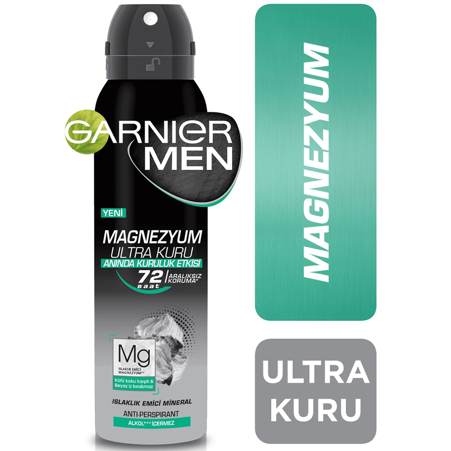 Garnier Men Magnezyum Ultra Kuru Deodorant Sprey 150ml-Anında Kuruluk