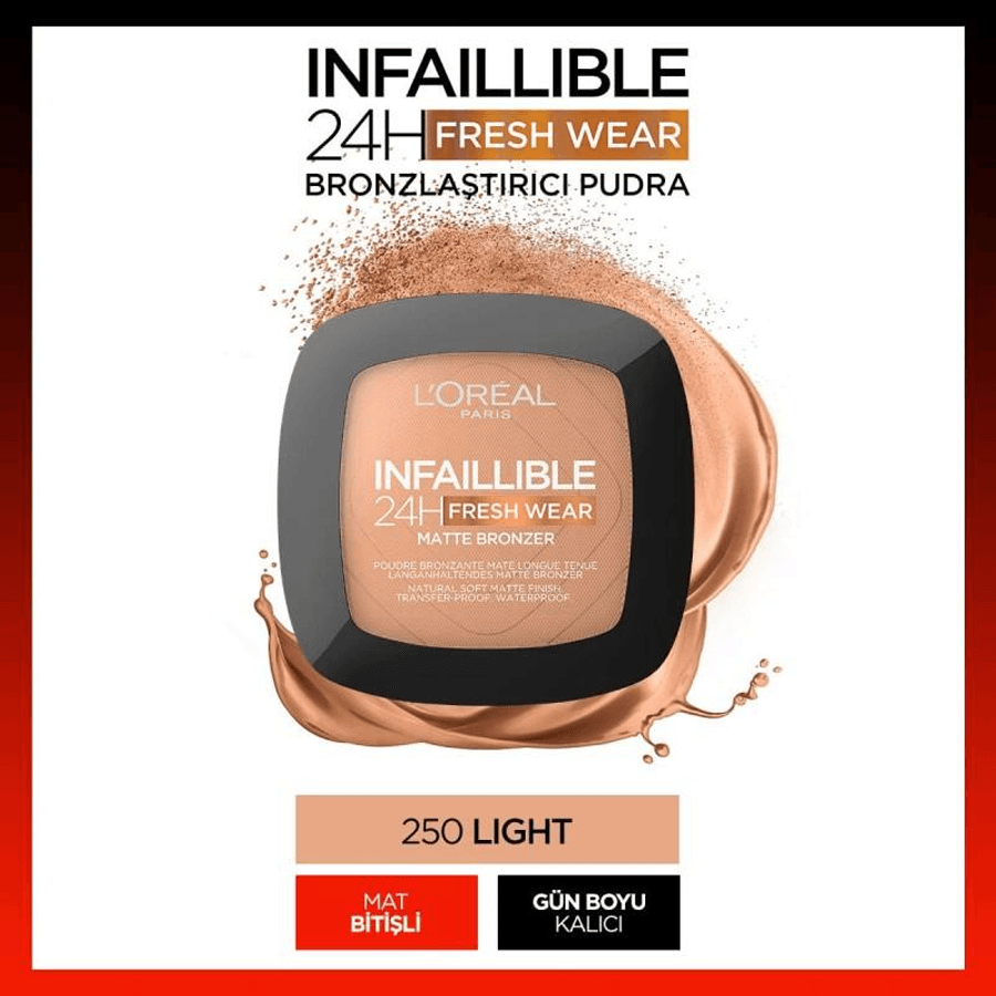 Loreal Paris Infaillible 24H Fresh Wear Matte Bronzer Mat Bronzer-250 Light Clair