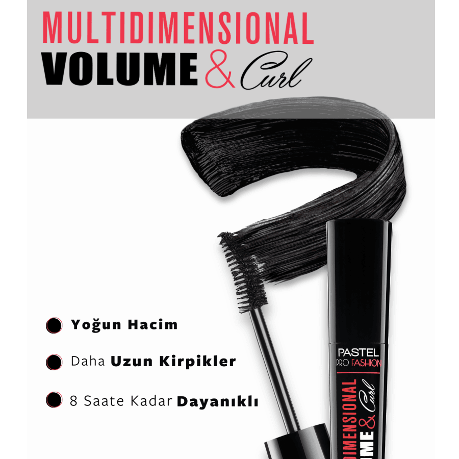 Pastel Multidimensional Volume&Curl Mascara-Siyah  Maskara