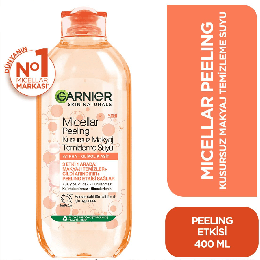 Garnier Micellar Peeling Kusursuz Makyaj Temizleme Suyu 400ml-Misel Su