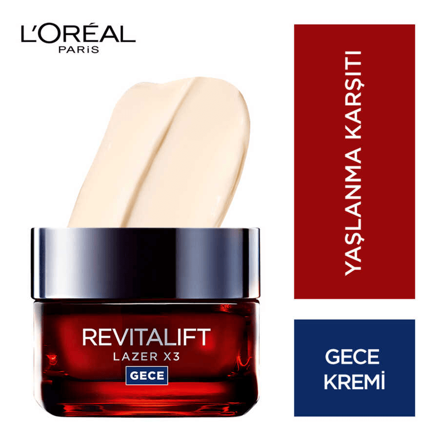 Loreal Paris Revitalift Lazer x3 Yoğun Yaşlanma Karşıtı Gece Bakım Kremi 50ml