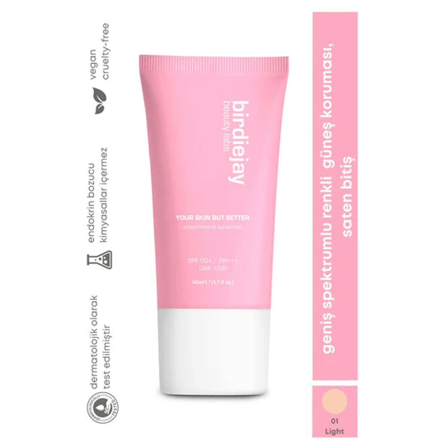 Birdiejay Your Skin But Better Renkli Mineral Güneş Kremi 50ml - Light
