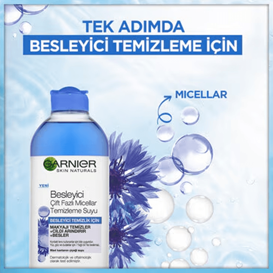 Garnier Besleyici Çift Fazlı Mavi Micellar Temizleme Suyu 400ml-Arındırma