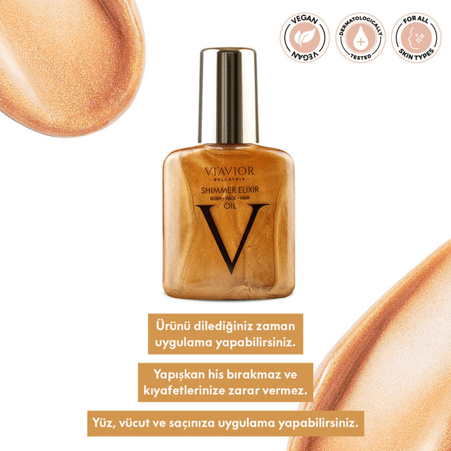 Viavior Shimmer Elixir Body-Face-Hair Oil 100ml-Vücut Yağı