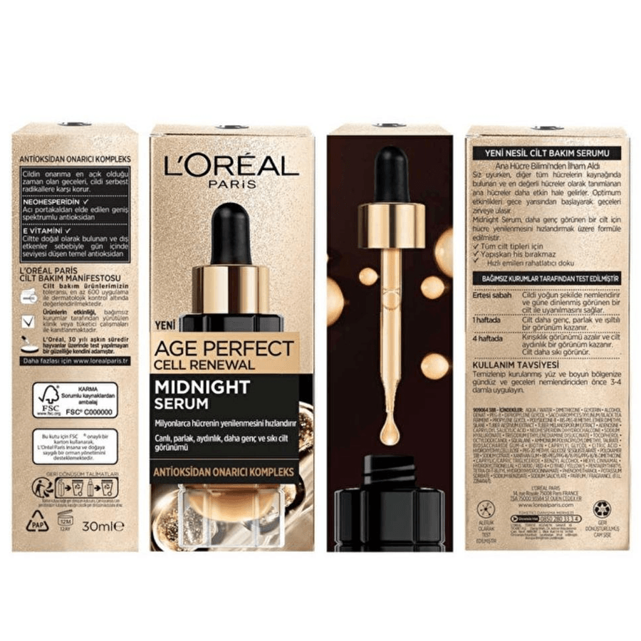 Loreal Paris Midnight Serum Cilt Yenileme & Cilt Görünümü Canlandırma Etkili Bakım Serumu 30ml