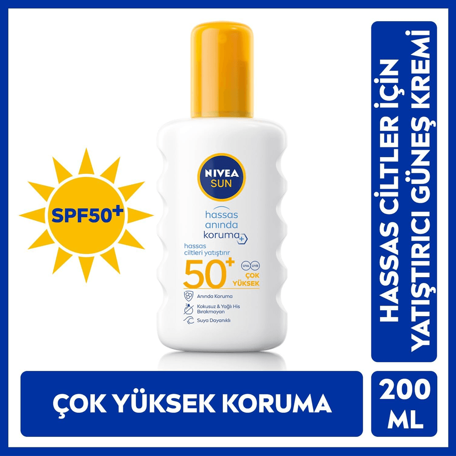 Nivea Sun Hassas Anında Koruma Özel Sprey 200ml-Hassas Ciltler