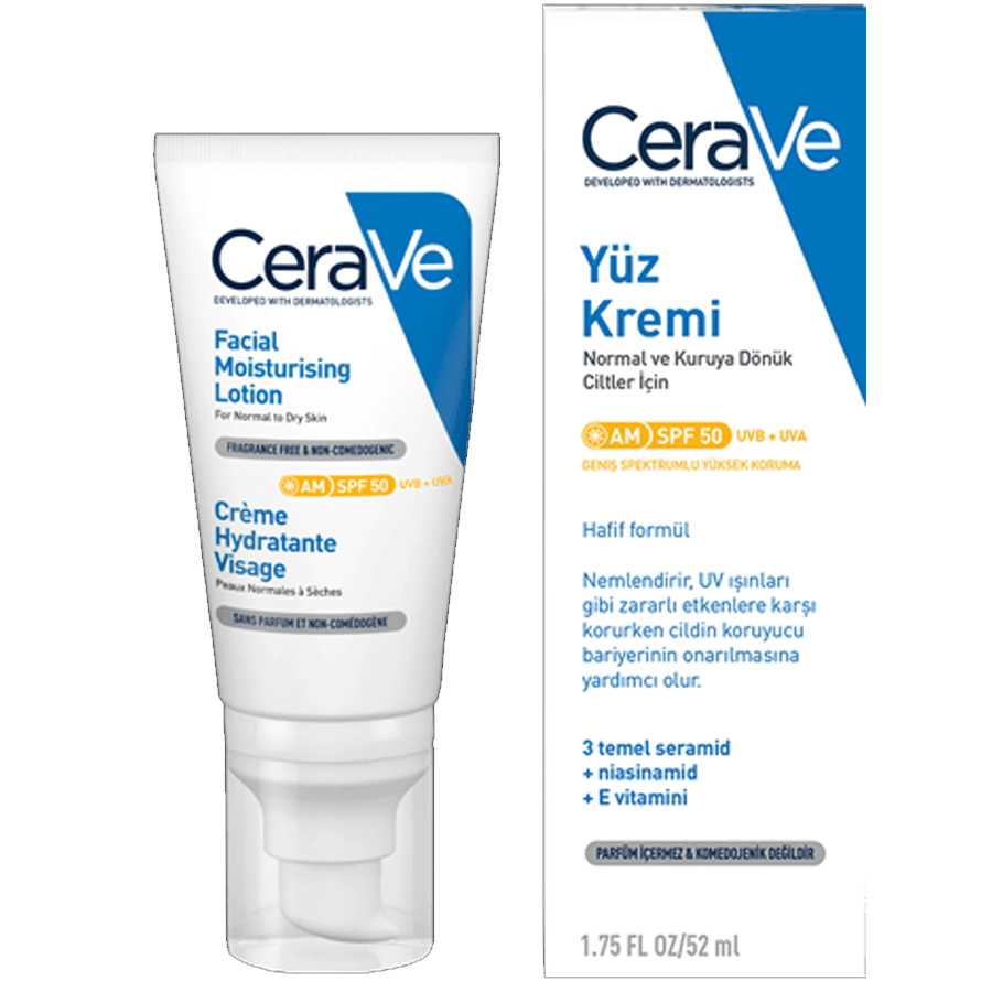 CeraVe SPF50 Nemlendirici Yüz Kremi 52ml-Güneş Koruyucu