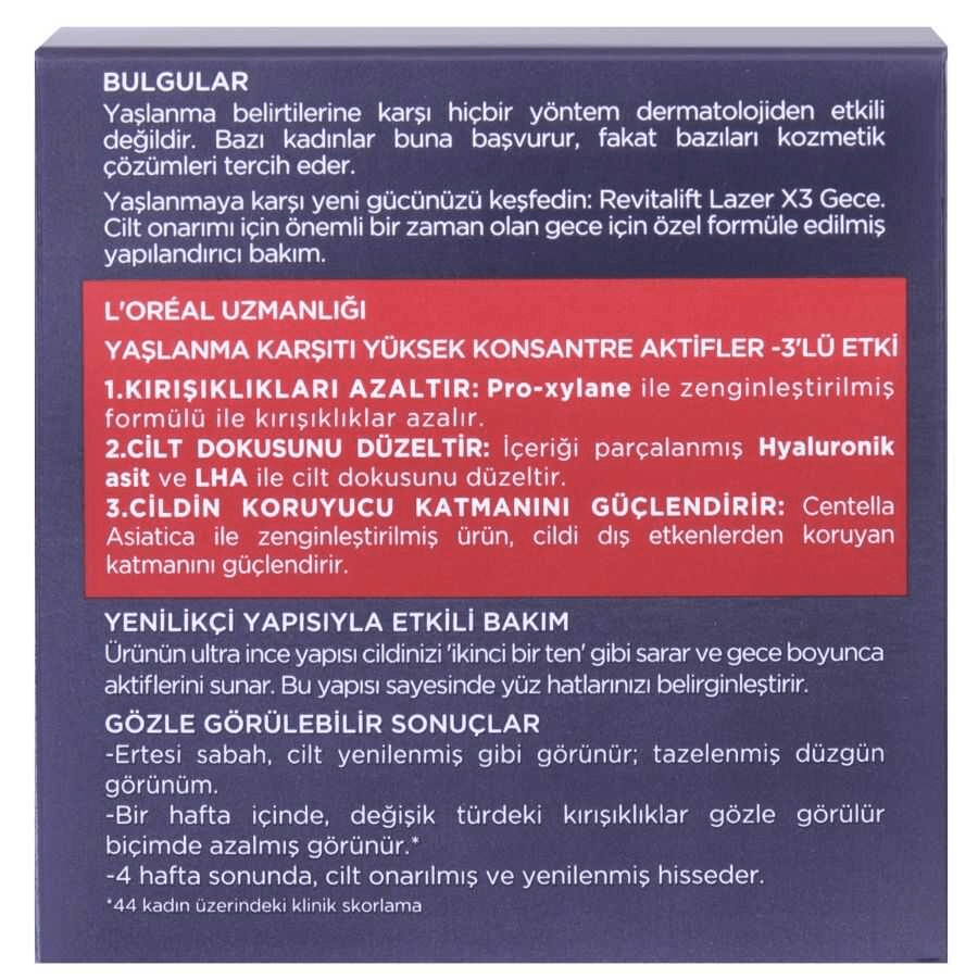 Loreal Paris Revitalift Lazer x3 Yoğun Yaşlanma Karşıtı Gece Bakım Kremi 50ml