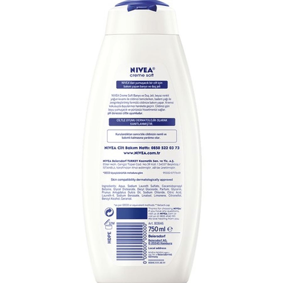 Nivea Creme Soft Banyo ve Duş Jeli 750ml-Badem Yağlı Duş Jeli