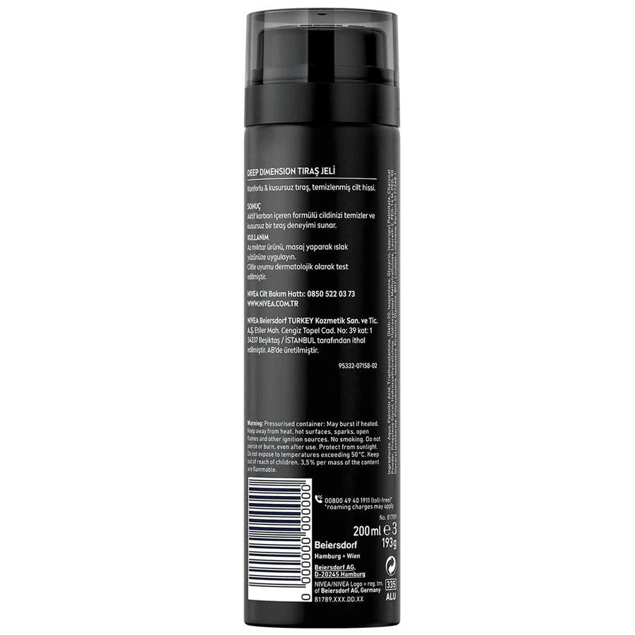 Nivea Men Deep Dimension Tıraş Jeli 200ml-Aktif Karbon