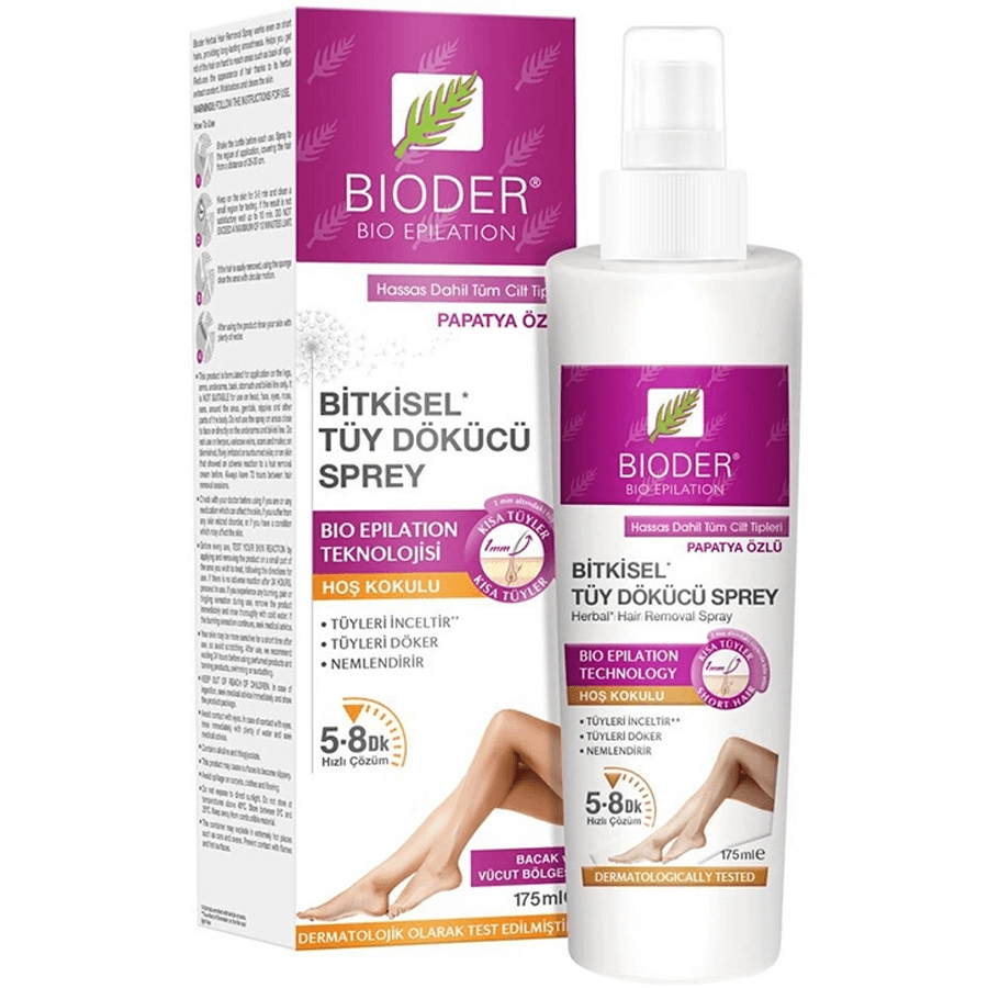 Bioder Bitkisel Tüy Dökücü Sprey 175ml-Bacak ve Vücut Bölgesi