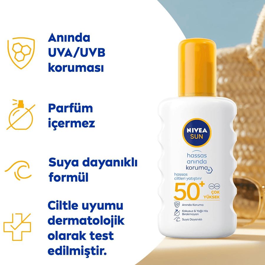 Nivea Sun Hassas Anında Koruma Özel Sprey 200ml-Hassas Ciltler