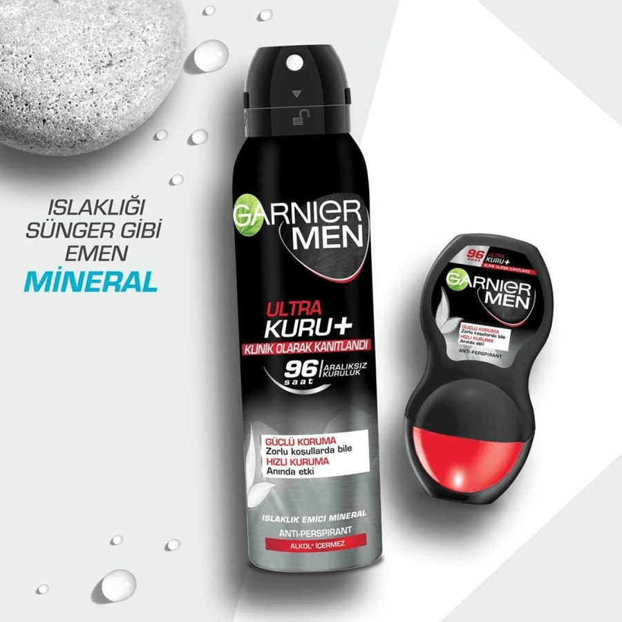 Garnier Men Ultra Kuru Deodorant Sprey 150ml-Islaklık Emici