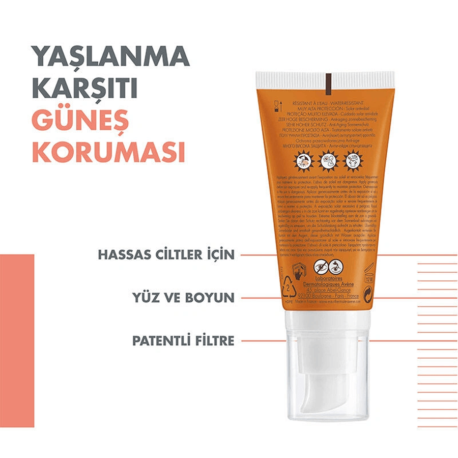 Avene Solaire SPF 50+ Yaşlanma Karşıtı Güneş Kremi 50ml