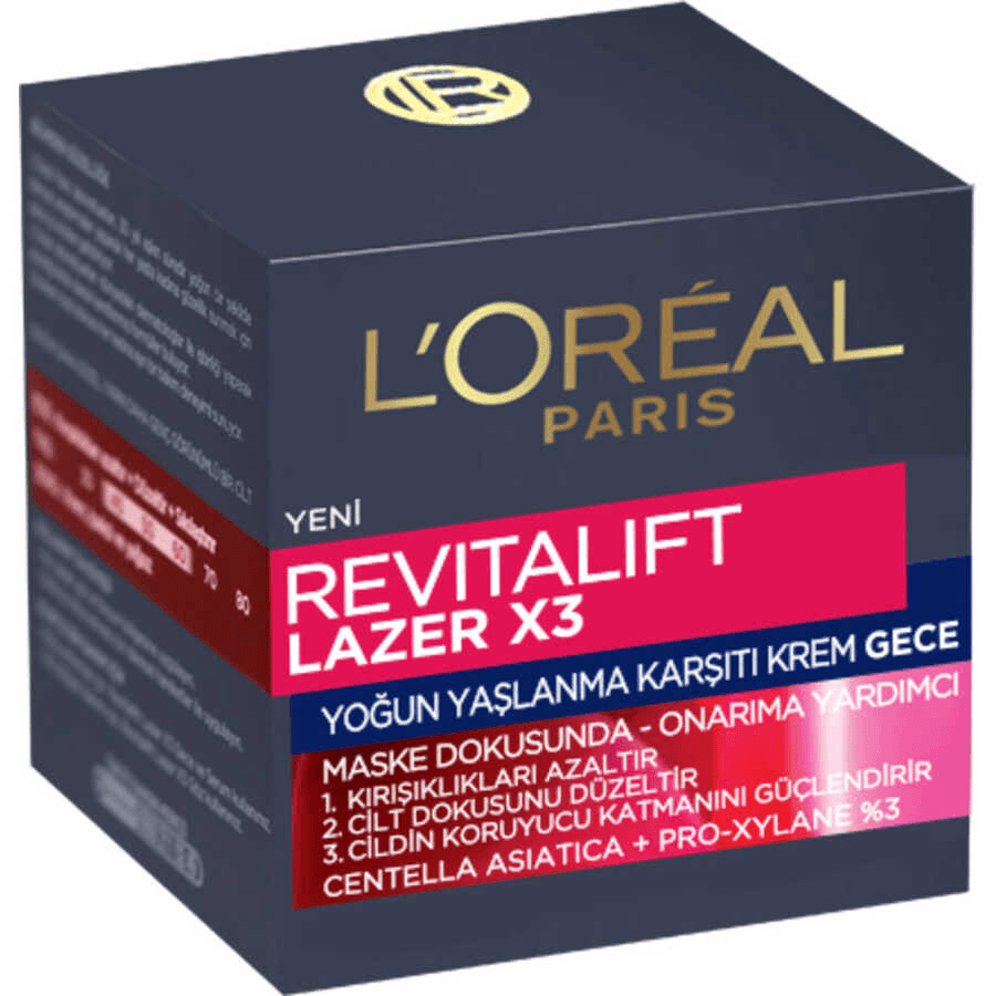 Loreal Paris Revitalift Lazer x3 Yoğun Yaşlanma Karşıtı Gece Bakım Kremi 50ml