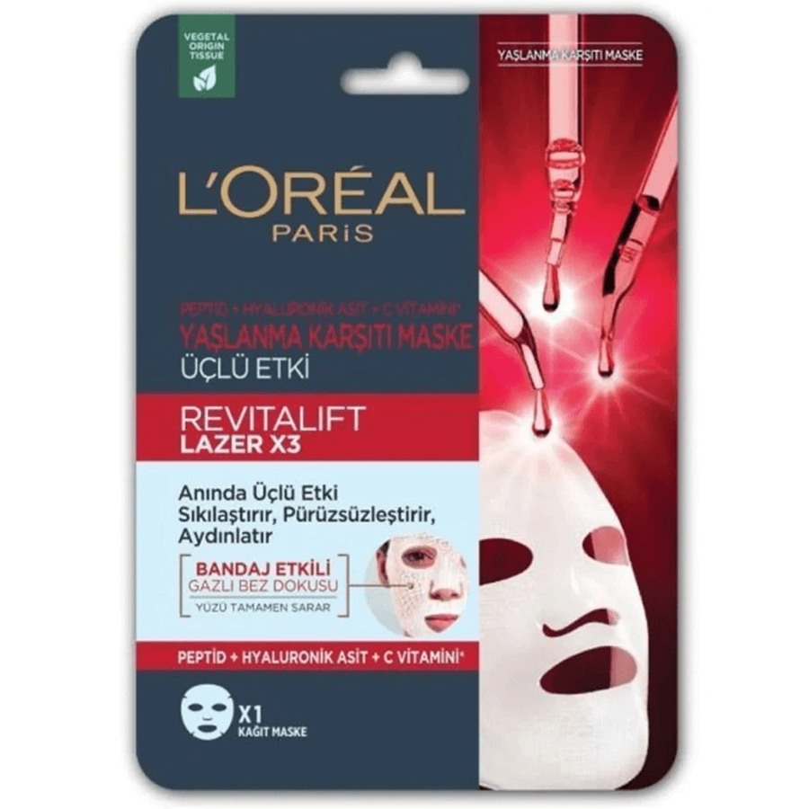 Loreal Paris Revitalift Lazer X3 Yaşlanma Karşıtı Kağıt Maske