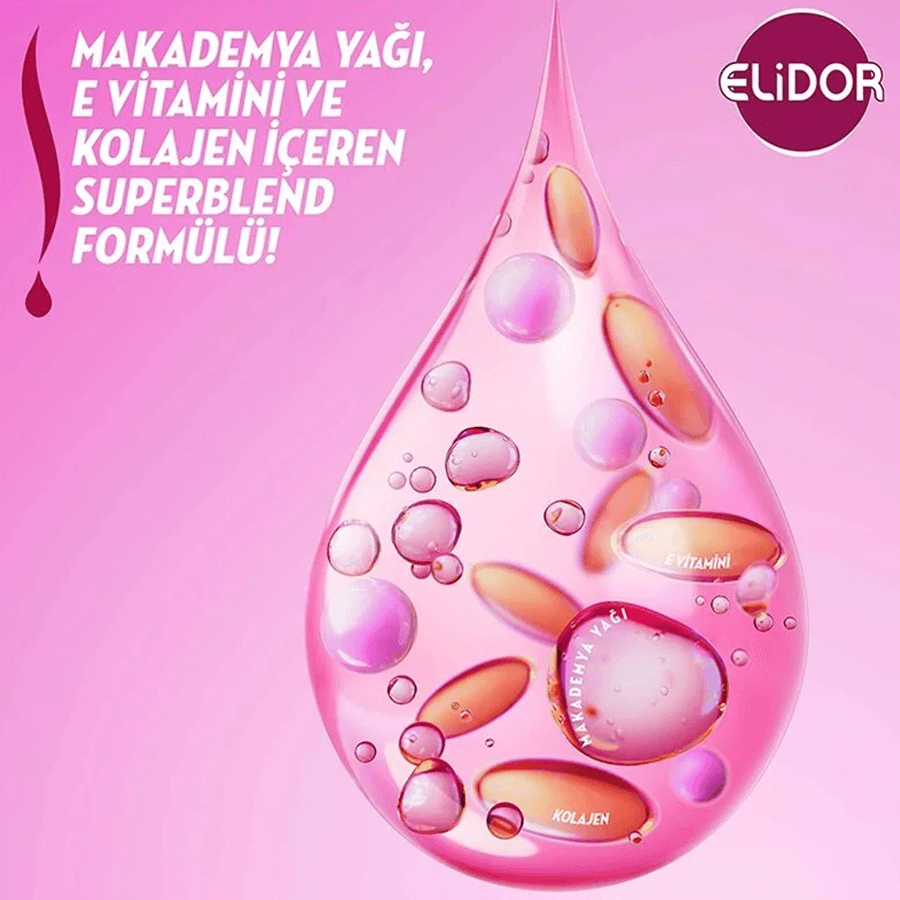 Elidor Superblend Güçlü ve Parlak E Vitamini Makademya Yağı Kolajen Şampuan 400ml