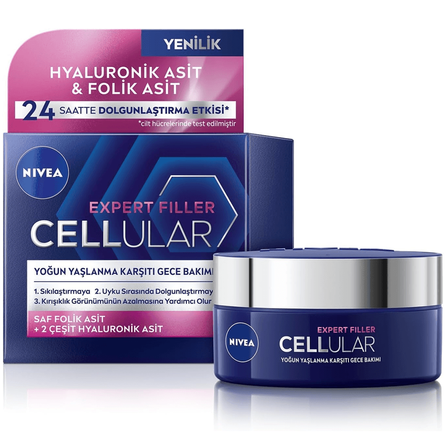 Nivea Cellular Expert Filler Yoğun Yaşlanma Karşıtı Gece Yüz Bakım Kremi 50ml