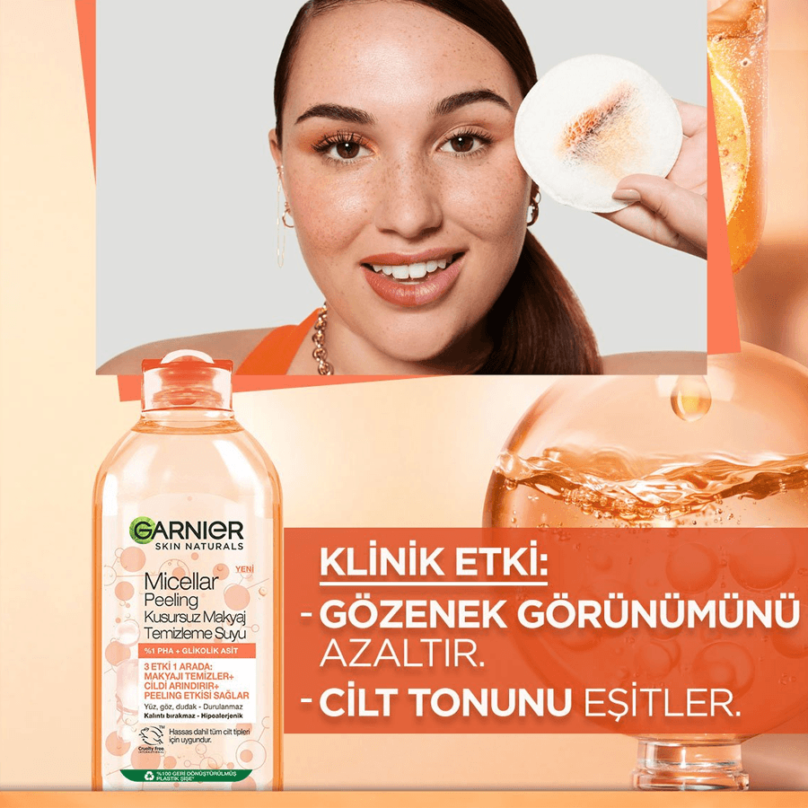 Garnier Micellar Peeling Kusursuz Makyaj Temizleme Suyu 400ml-Misel Su