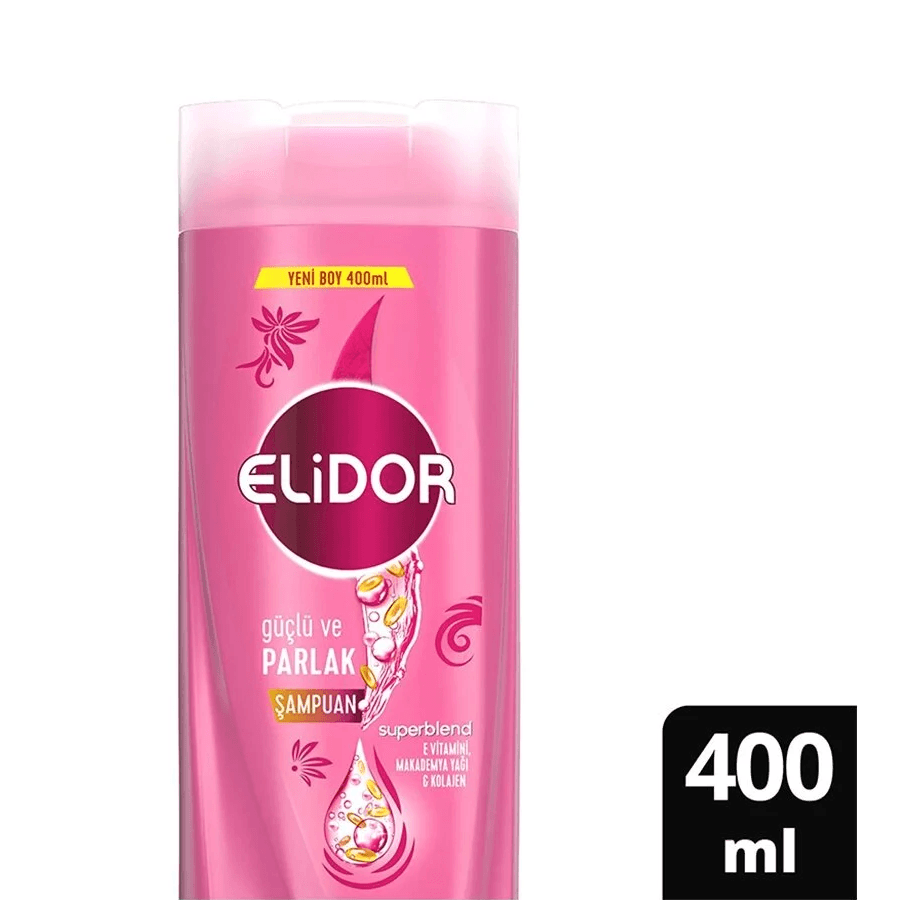 Elidor Superblend Güçlü ve Parlak E Vitamini Makademya Yağı Kolajen Şampuan 400ml