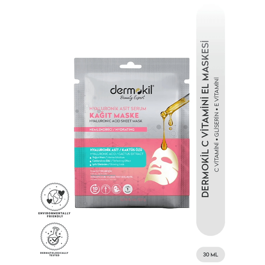 Dermokil Hyaluronik Asit Serum Kağıt Maske Kaktüs Özlü 23gr