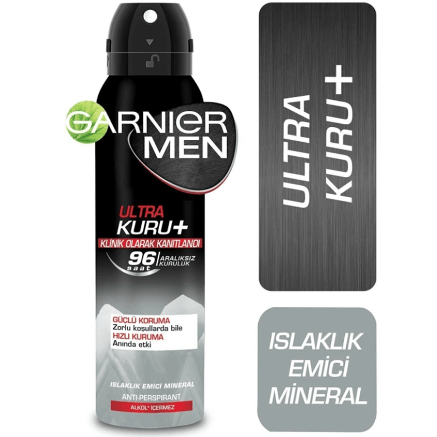 Garnier Men Ultra Kuru Deodorant Sprey 150ml-Islaklık Emici