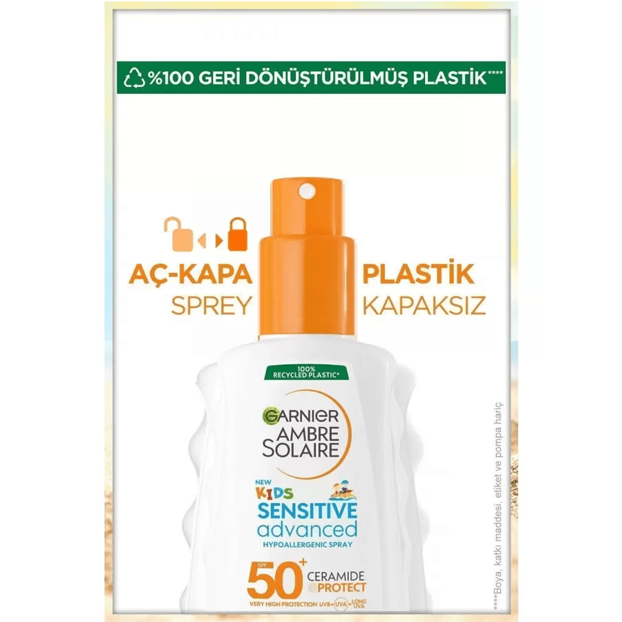 Garnier Ambre Solaire Kids +50 Sensitive Sprey 150ml-Çocuklar İçin Güneş Koruyucu